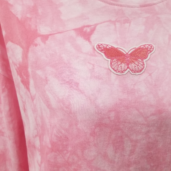 NWT Women's All In Favor Pink Tie Dye tee, long sl - Picture 2 of 5